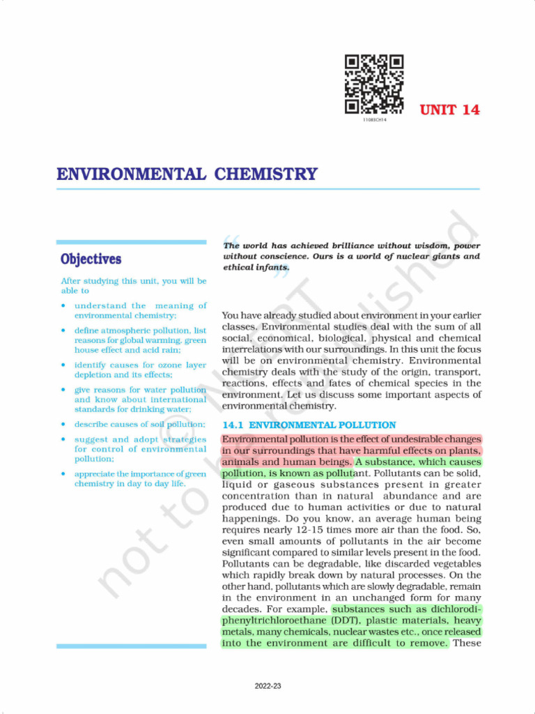 Environmental Chemistry Overview | PDF | Atmosphere Of Earth | Ozone