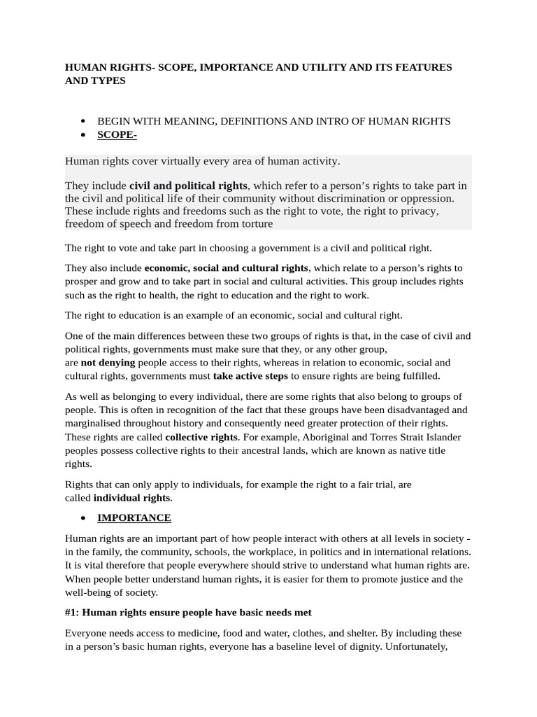 Understanding Human Rights: Scope & Importance | PDF | Human Rights ...