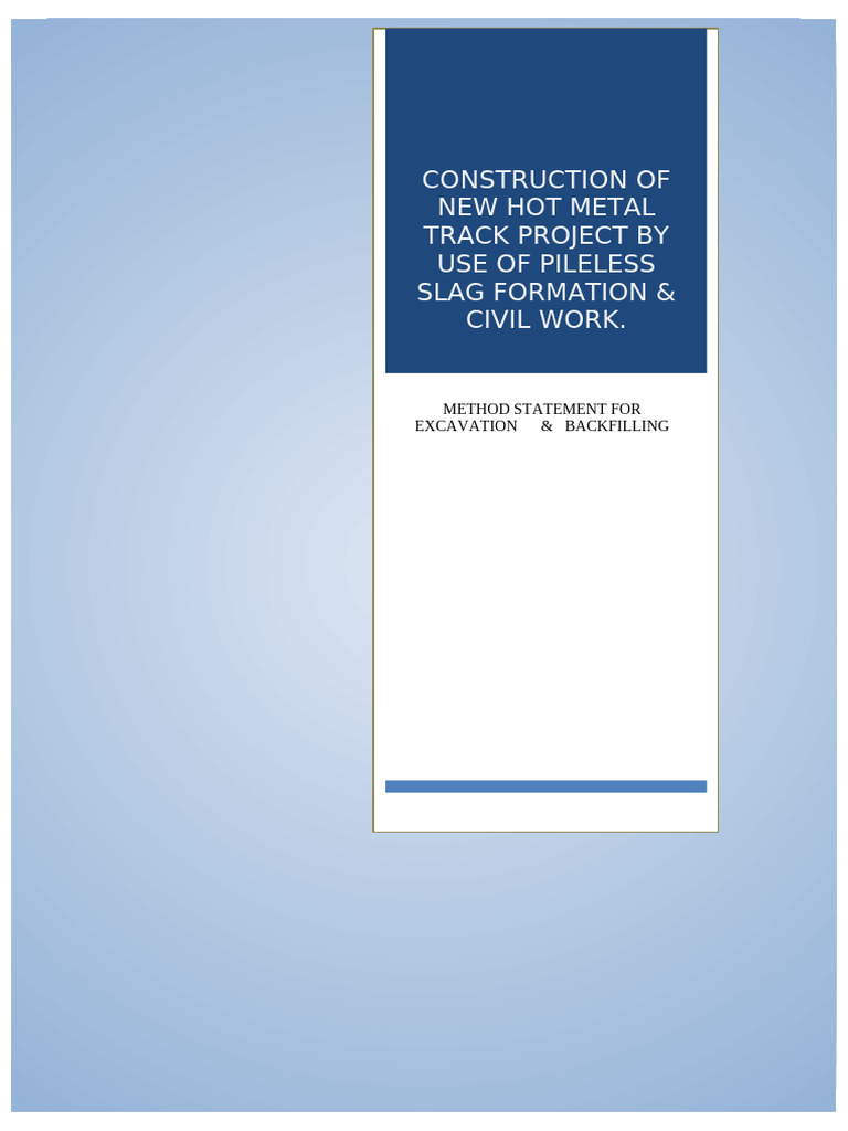 Hot Metal Track Excavation Method Statement | PDF | Water