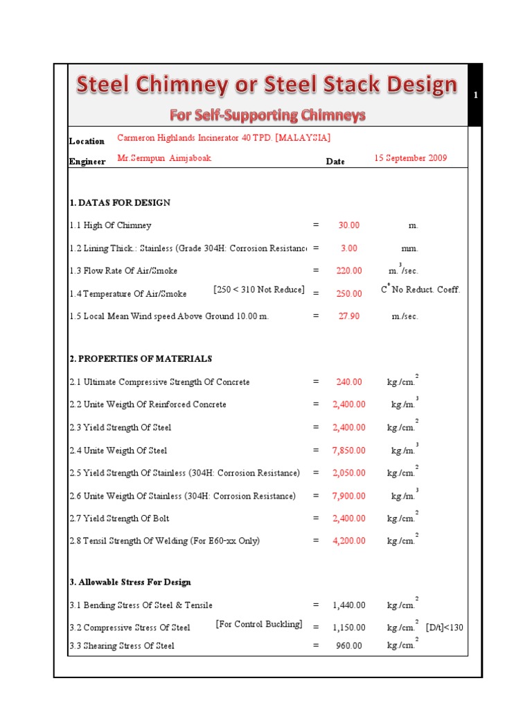 NEO Steel Chimney Design PDF Strength Of Materials Bending
