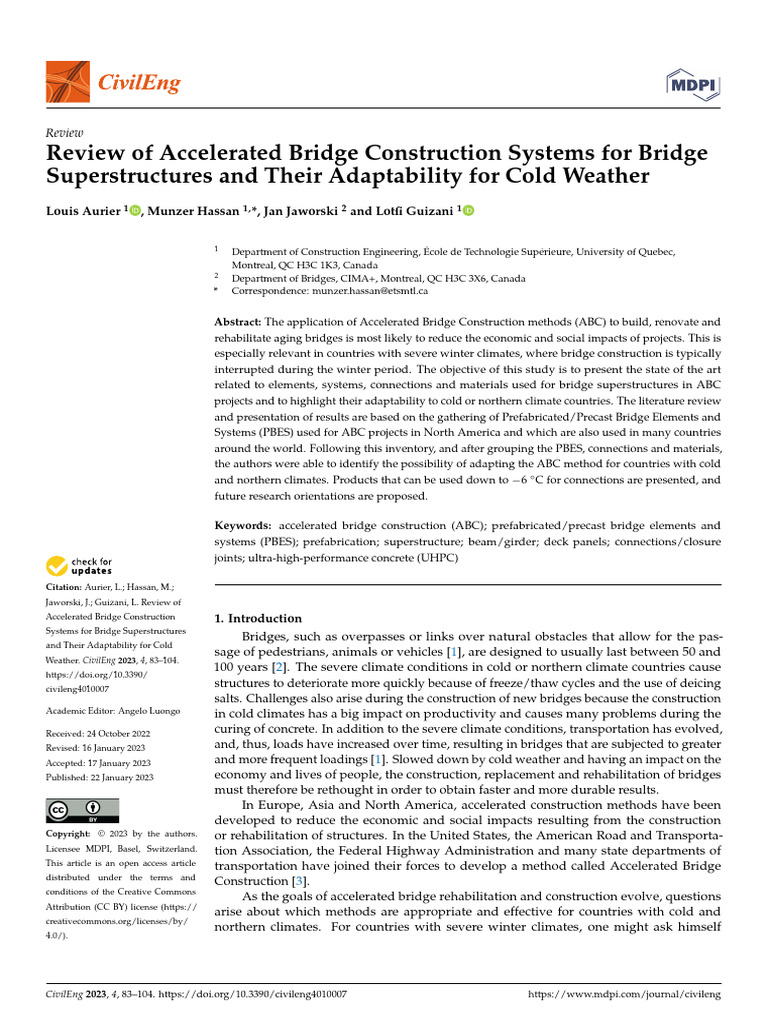 Accelerated Bridge Construction in Cold Climates | PDF | Precast ...
