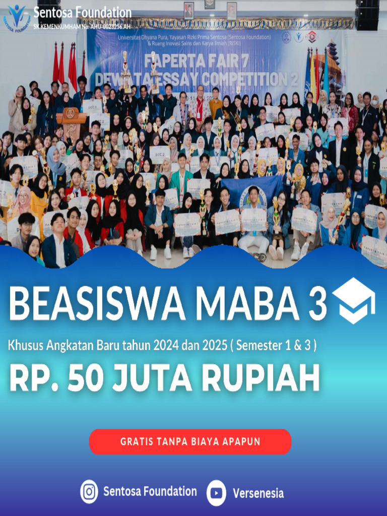 Beasiswa Maba 3 Sentosa Foundation 2025 | PDF