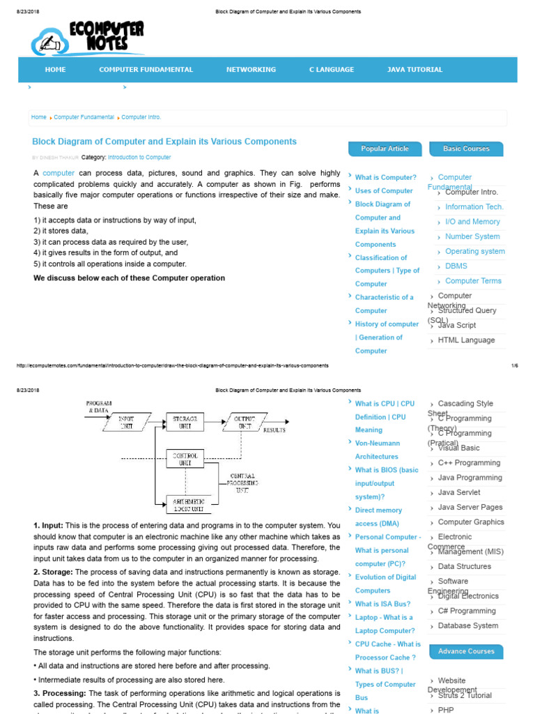 Computer Block Diagram Explained | PDF | Central Processing Unit ...