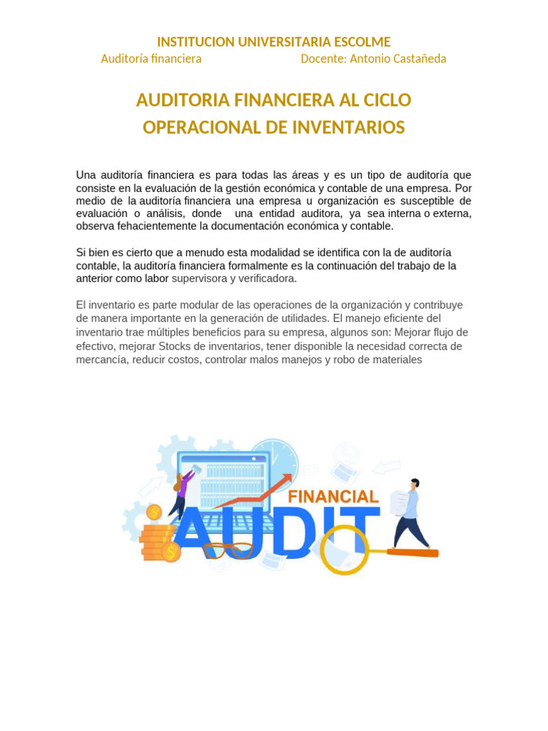 Auditoría del Ciclo Operacional de Inventarios | PDF | Auditoría ...