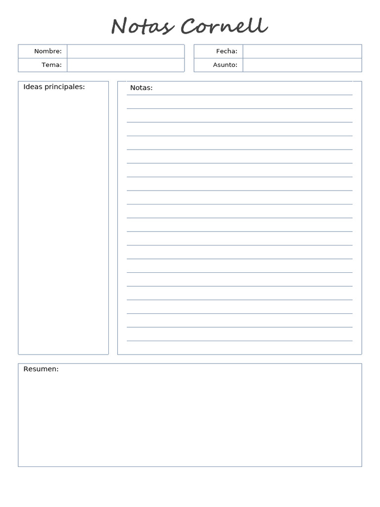 Cornell Notes Template 1 462a954358 | PDF