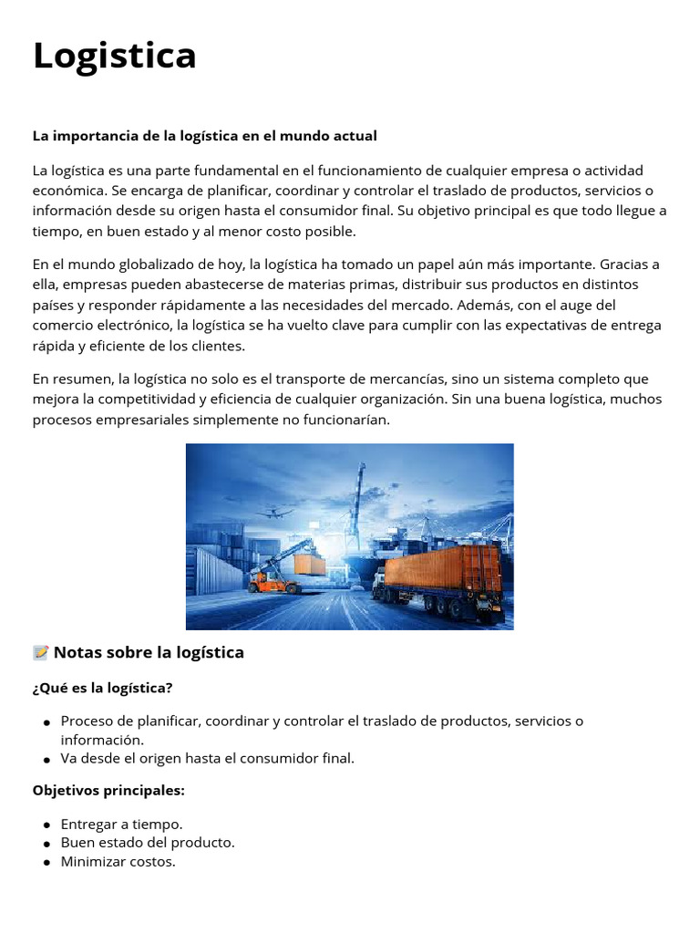 Importancia de la Logística Actual | PDF