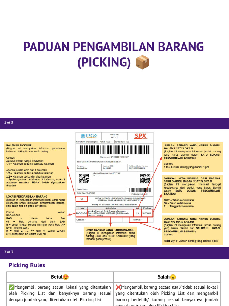 Panduan Picking List Barang Efisien | PDF
