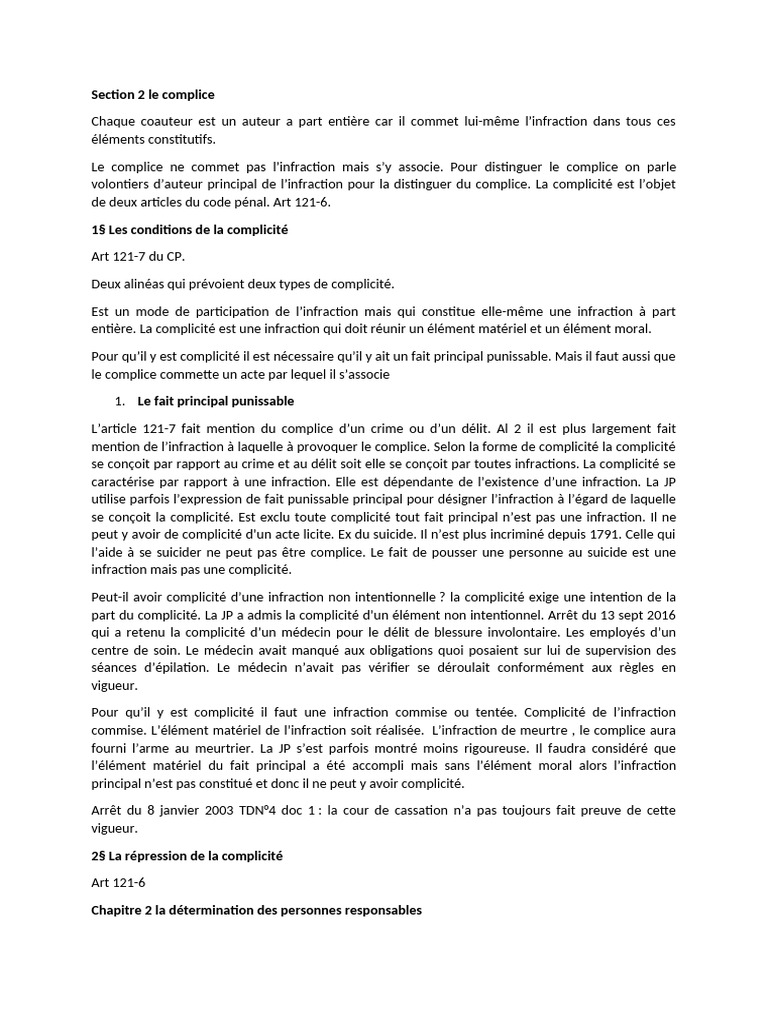 La complicité de crime expliquée | PDF | Aider et encourager | Crimes