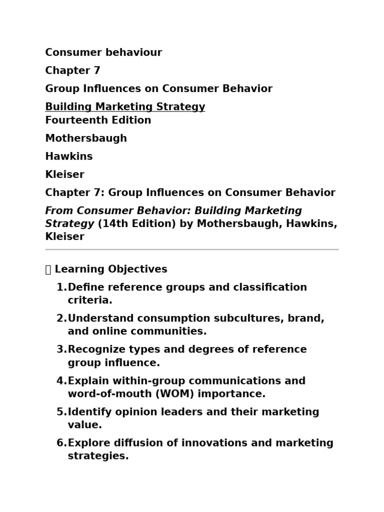 Group Influences on Consumer Behavior | PDF | Consumer Behaviour | Behavior