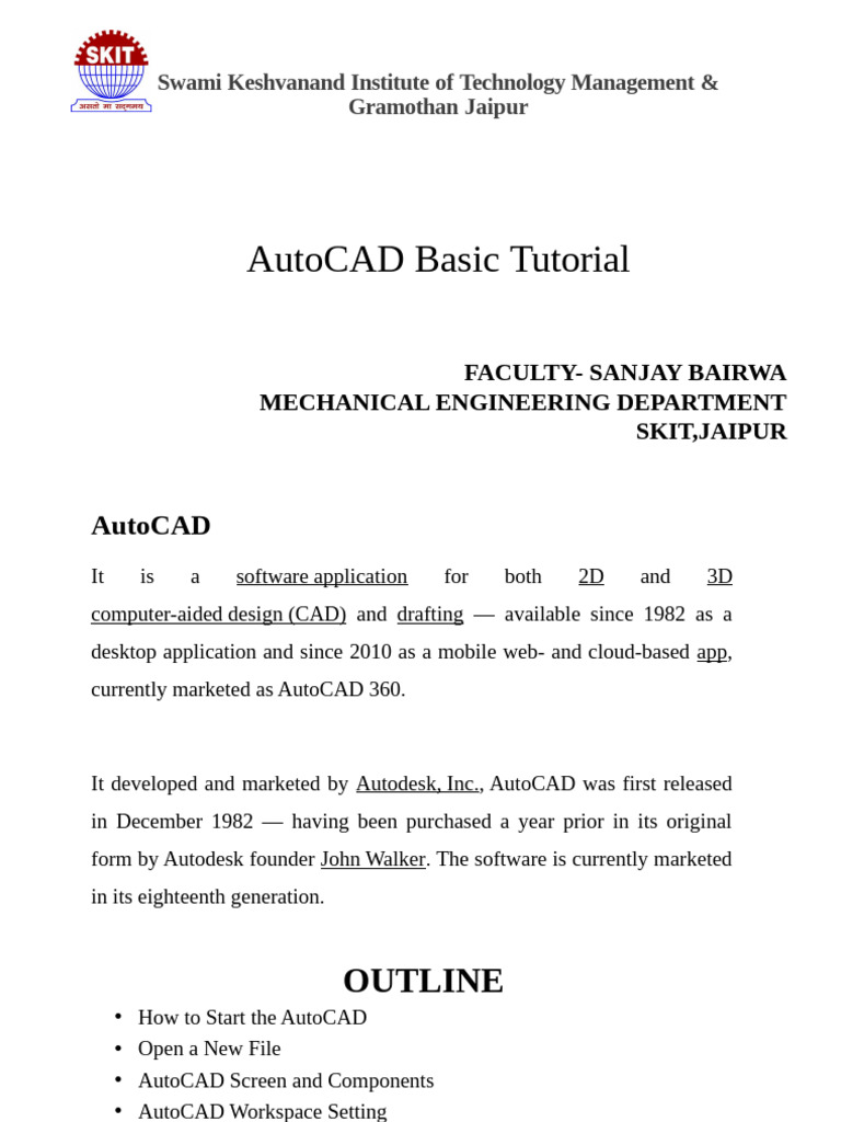 AutoCAD Basic Tutorial Guide | PDF | Auto Cad | Circle