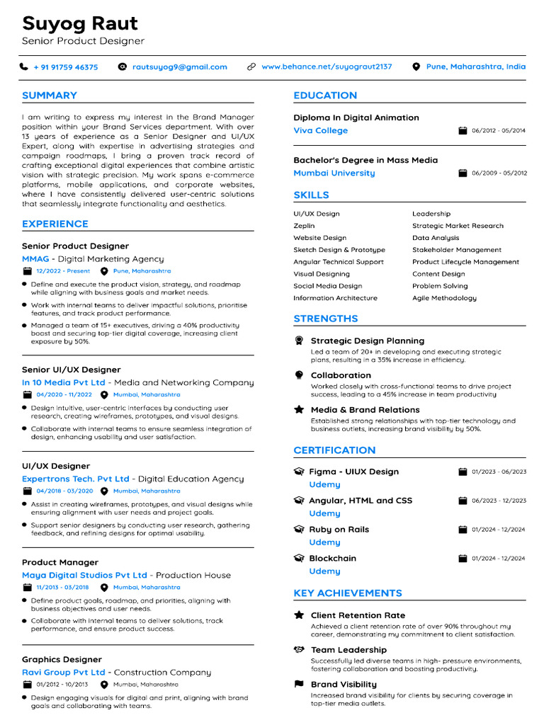 Senior Product Designer Updated | PDF | Design | Business