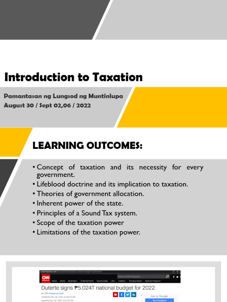 01 Midterm Notes - Introduction To Taxation C | PDF | Taxes | Double ...