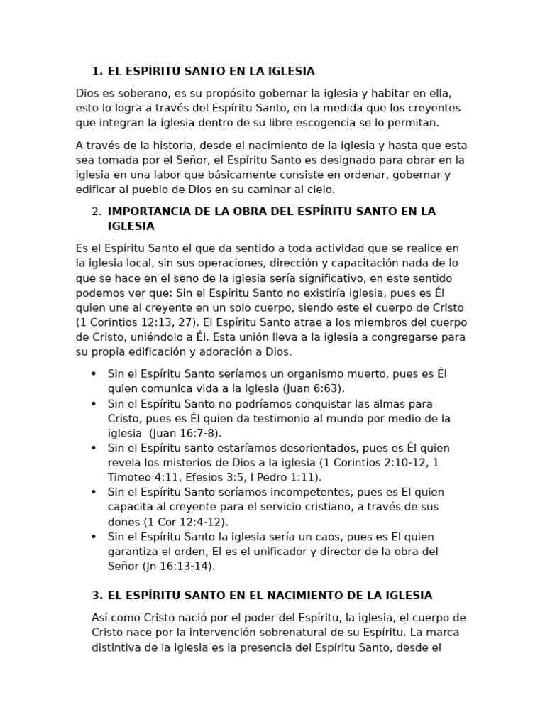 El Papel del Espíritu Santo en la Iglesia | PDF | Pecado | espíritu Santo