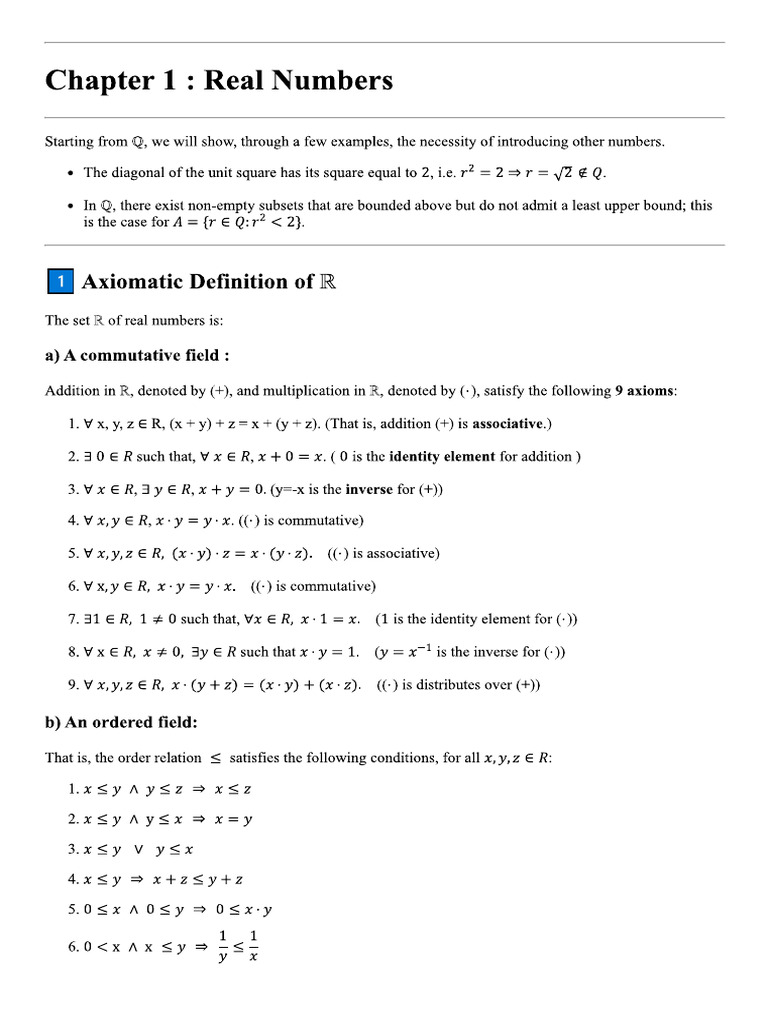 Chapter 1 Real Numbers | PDF
