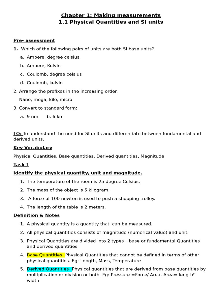 Understanding SI Units and Measurements | PDF | Quantity ...
