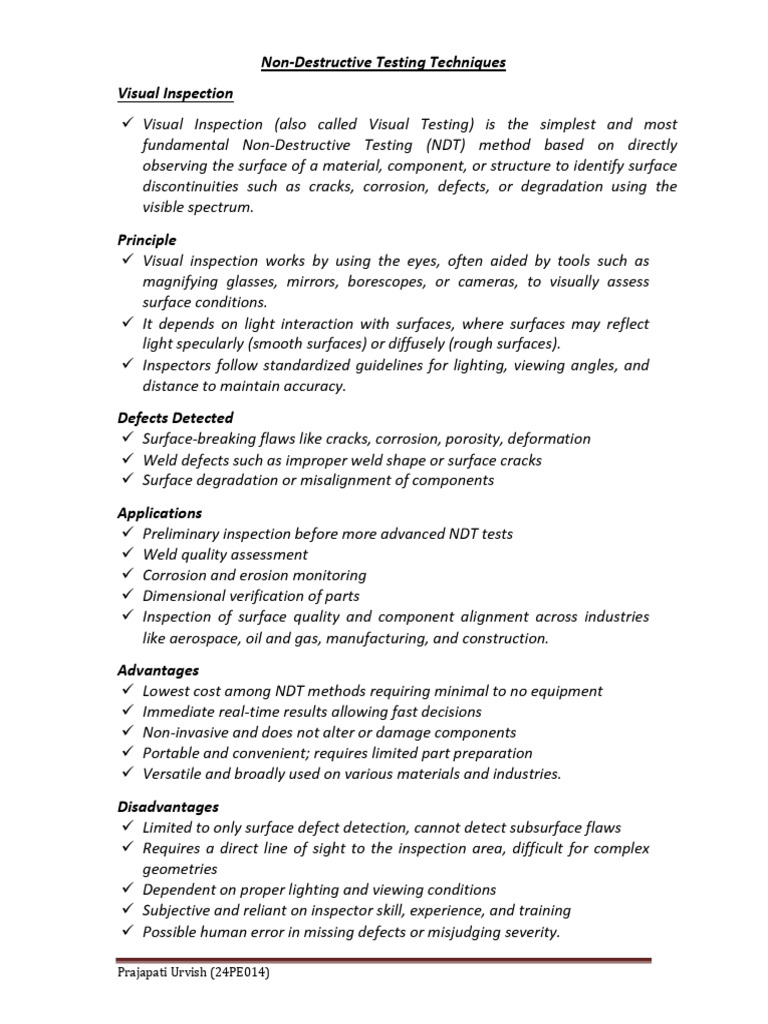 Non Destructive Testing Techniques | PDF | Nondestructive Testing ...