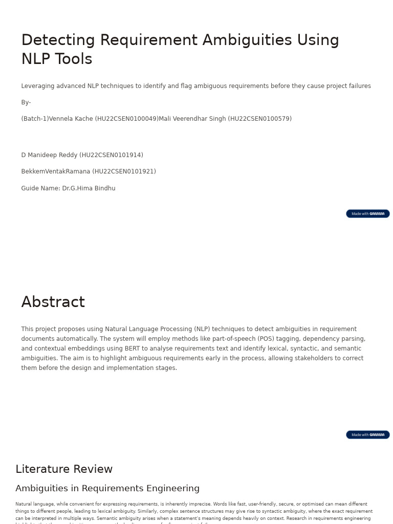 Detecting Ambiguities in Requirements | PDF | Parsing | Ambiguity