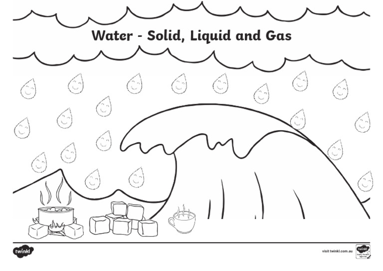 Water Solid Liquid Gas Colouring Page | PDF