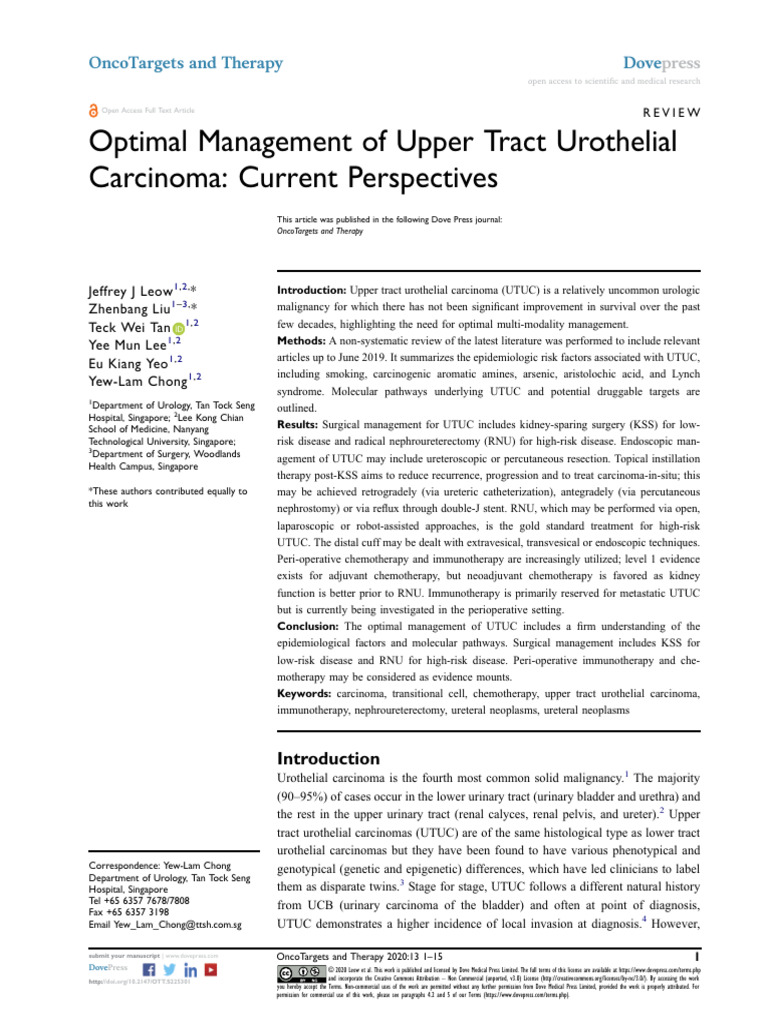 16 Optimal Management of Upper Tract Urothelial Carcinoma Current ...