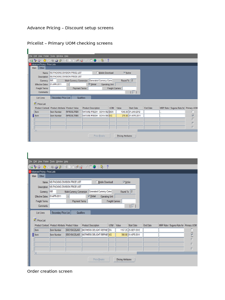 Advance Pricing and Order Setup Guide | PDF