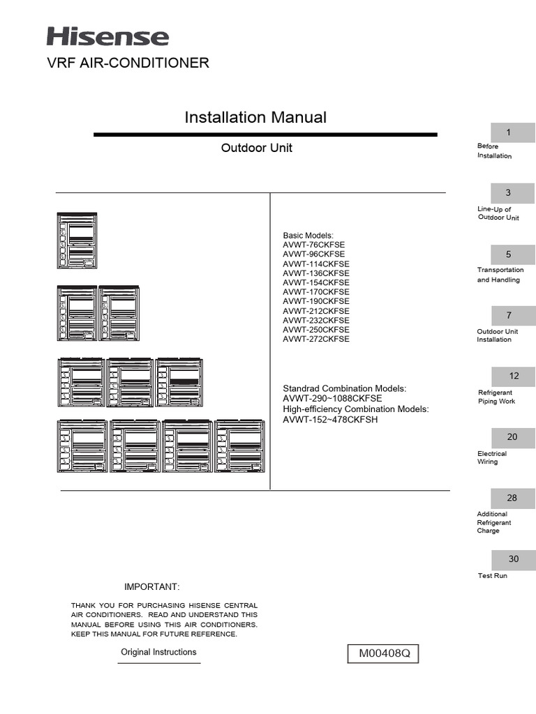 Hisense VRF Air Conditioner Manual | PDF | Air Conditioning | Power Supply
