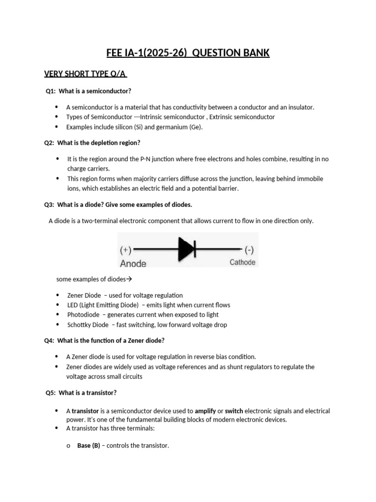 Semiconductor Devices Question Bank | PDF | Bipolar Junction Transistor ...