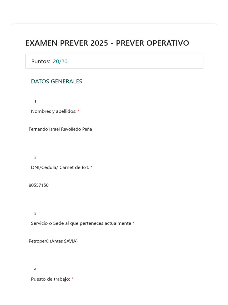 Examen PREVER 2025: Resultados y Capacitación | PDF