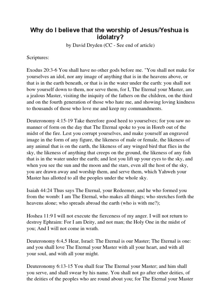 Jesus Is Idolatry PDF Idolatry Deities