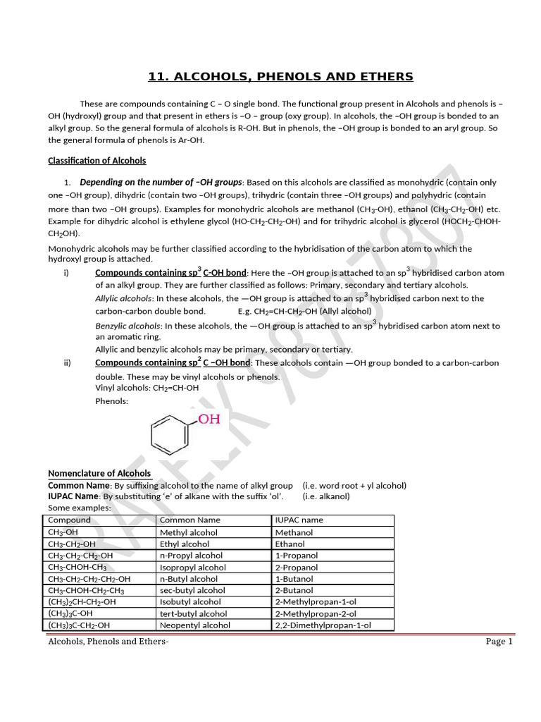 Ohols-Phenols and Ethers | PDF | Ether | Aldehyde