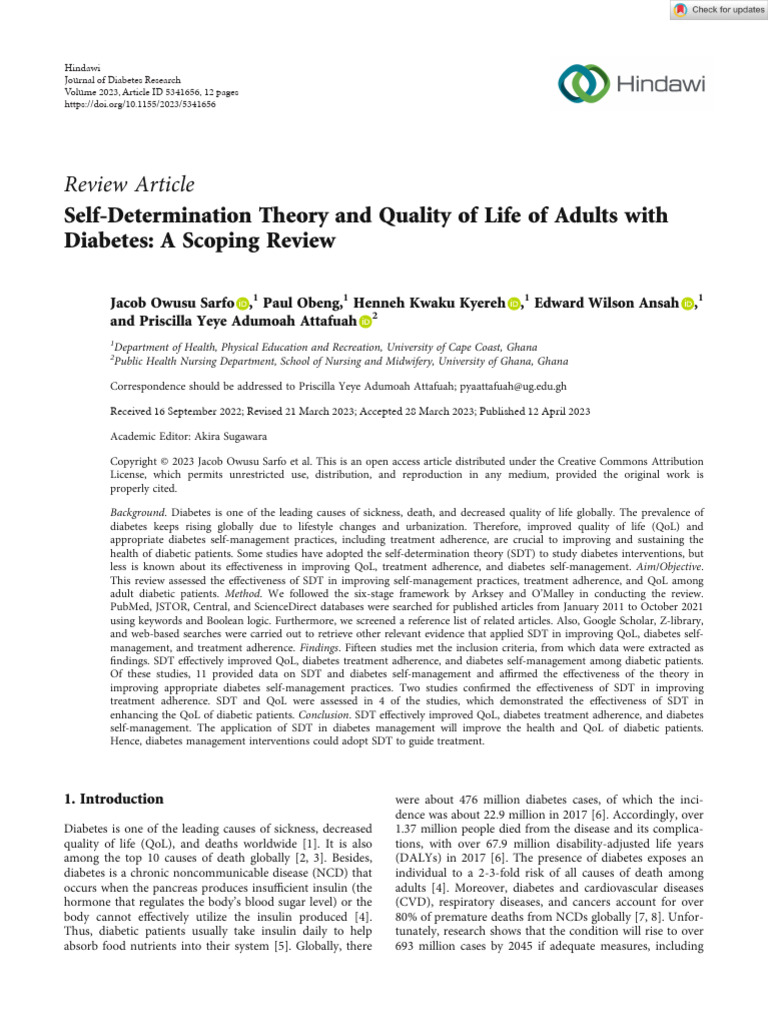 SDT's Impact on Diabetes Quality of Life | PDF | Diabetes | Systematic ...