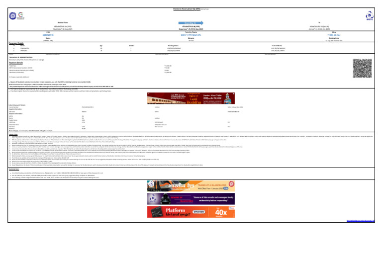 Ypr Majn SPL Third Ac (3A) | PDF | Identity Document | Payments