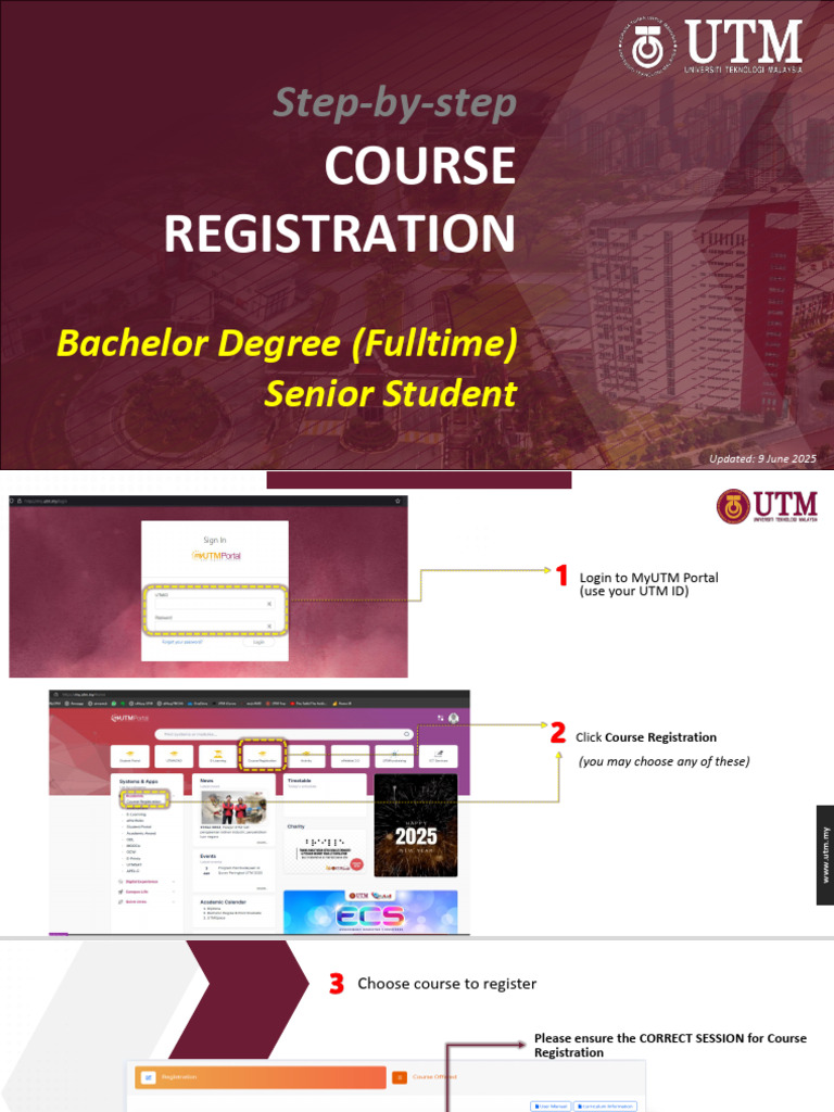 UTM Bachelor Course Registration Guide | PDF | Computing