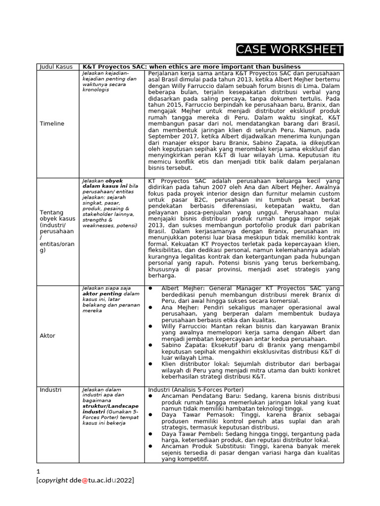 K&T Proyectos: Etika vs. Bisnis | PDF