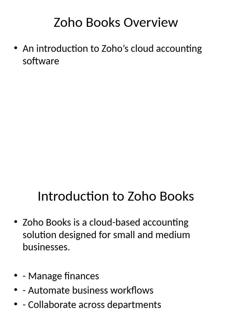Zoho Books: Cloud Accounting Overview | PDF