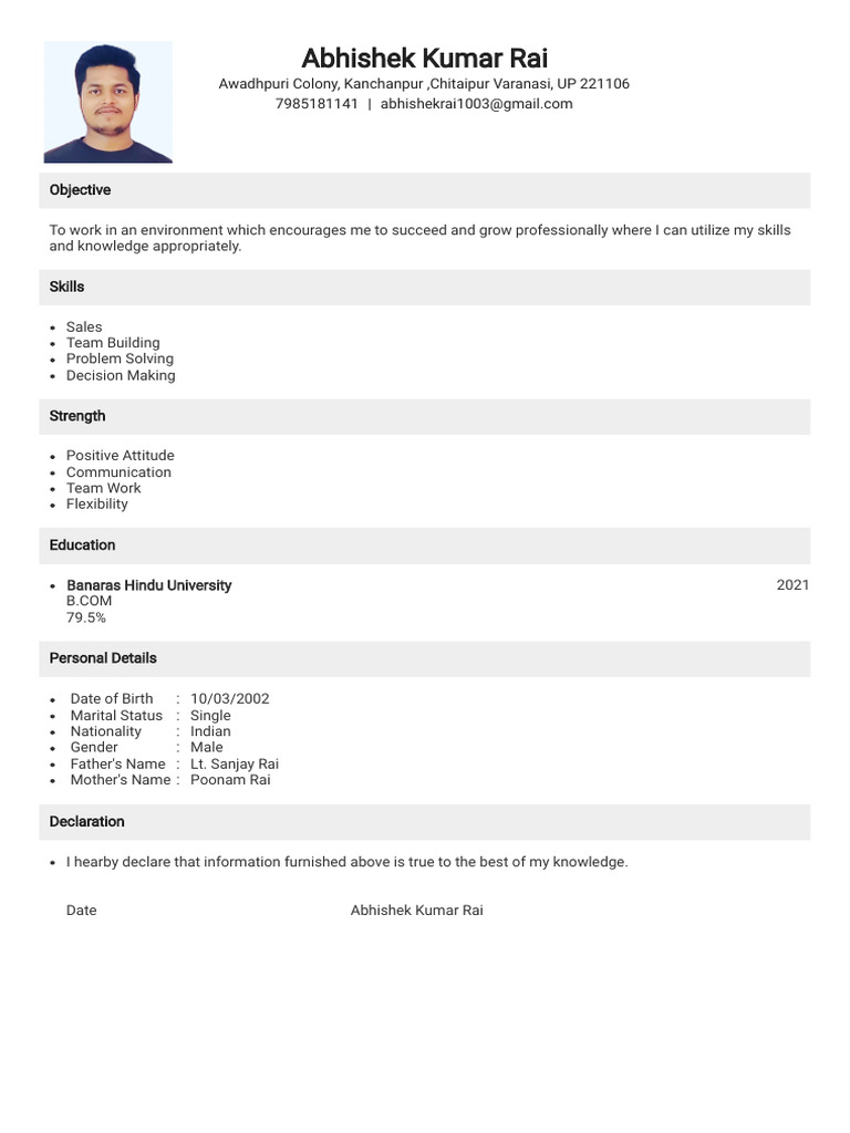 Abhishek Kumar Rai - Resume 2021 | PDF