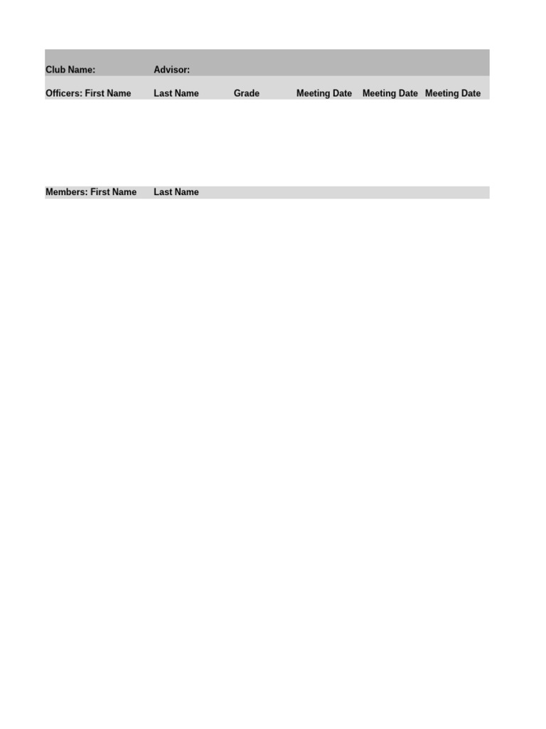 Club Membership and Meeting Details | PDF