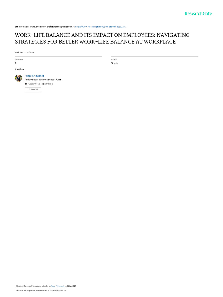 Work-Life Balance Strategies Explained | PDF | Work–Life Balance | Well ...