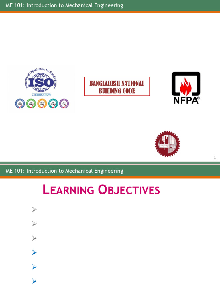Lecture 4 - ME 101 - Engineering Codes and Standards - 4 May 2025 | PDF ...