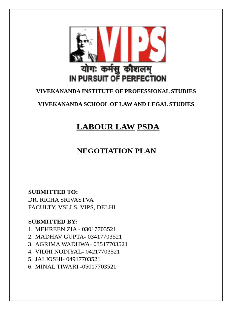 Labour Law Negotiation Plan Overview | PDF | Employment | Occupational ...