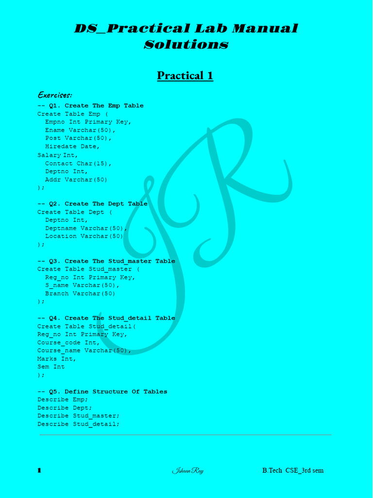 Database Practical Lab Exercises | PDF | Software Design | Databases