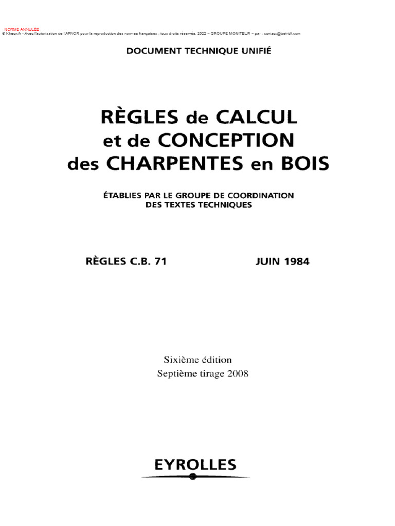 CB71-Règles de Calcul Et de Conception Des Charpentes en Bois | PDF