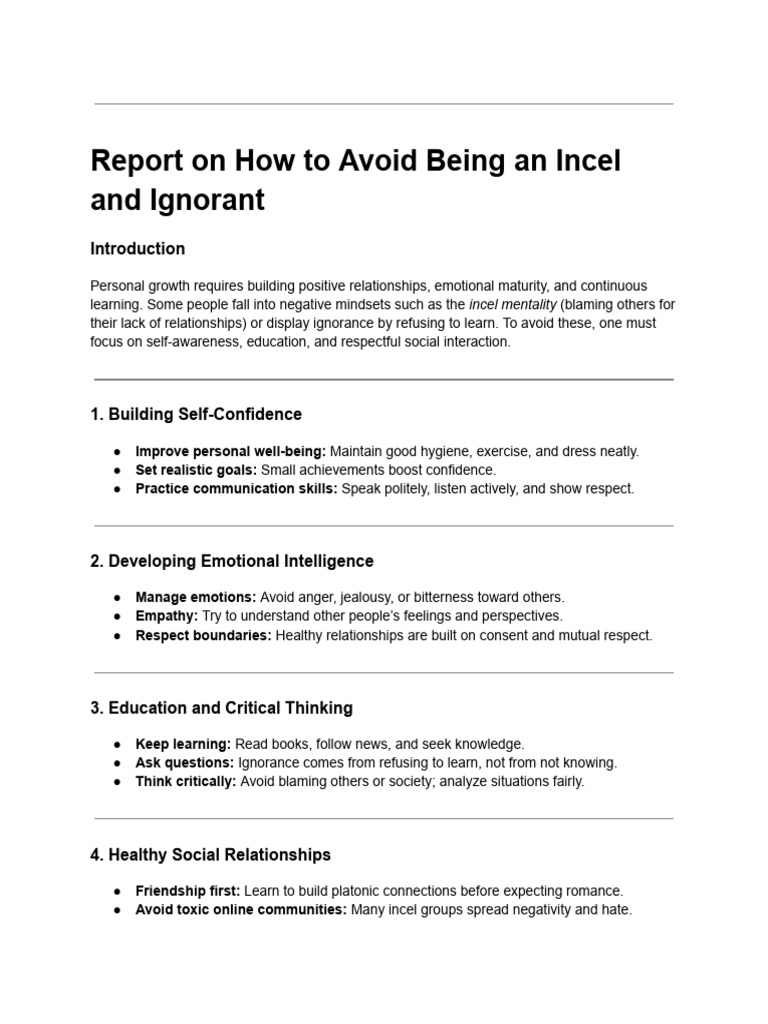 Overcoming Incel Mindset for Growth | PDF