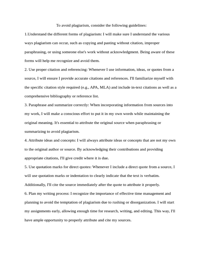 Guidelines to Avoid Plagiarism | PDF | Plagiarism | Citation