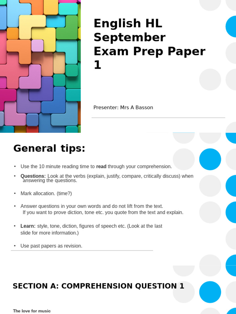 English HL Exam Prep Tips and Strategies | PDF | Reading Comprehension ...