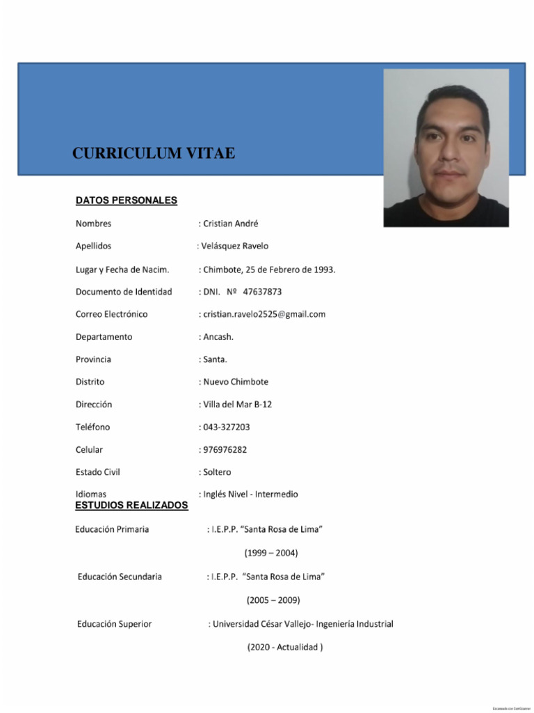 CV - Cristian Velasquez Ravelo | PDF