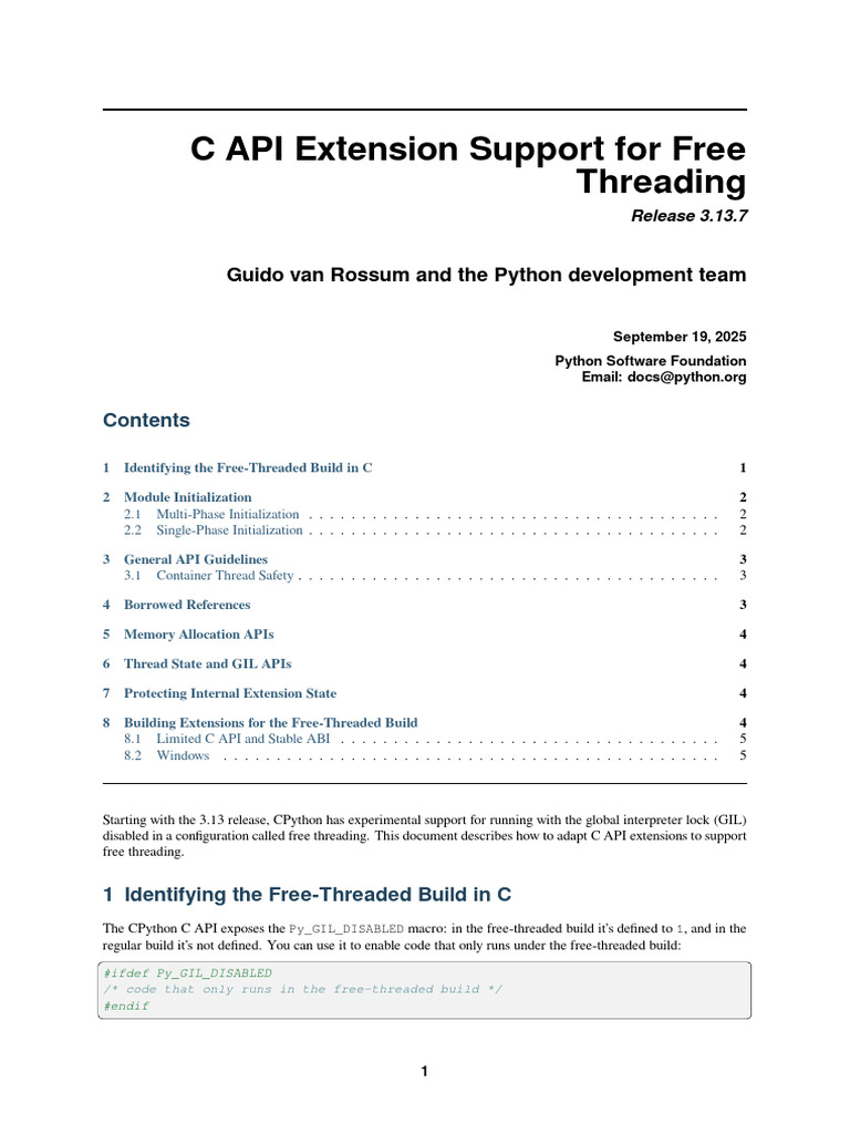 C API Extensions for Free Threading | PDF | Python (Programming ...