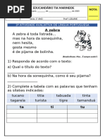 Prova de Português - 1º Ano - 3º Bim. - 2025