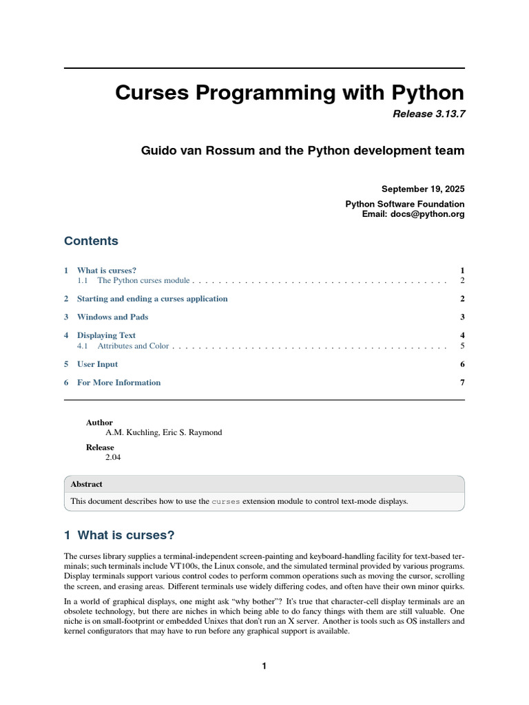 Howto Curses | PDF | Computer Terminal | Computer Programming