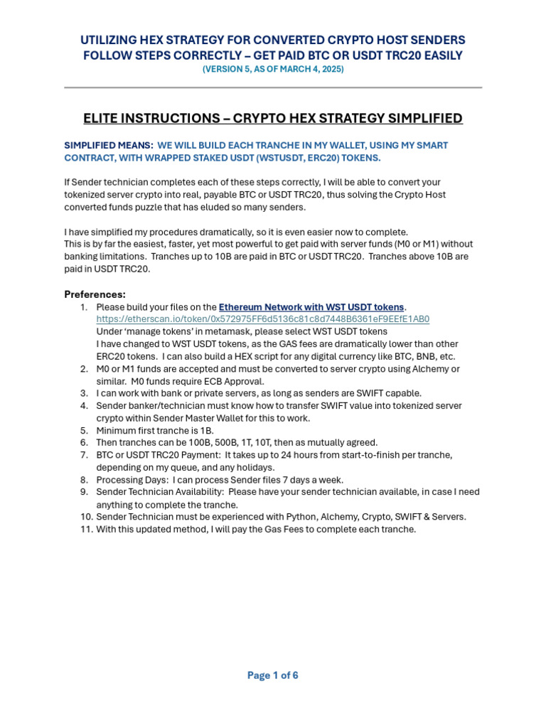 Elite Instructions - Crypto Host Hex Strategy Overview-V5 | PDF |  Cryptocurrency | Bitcoin