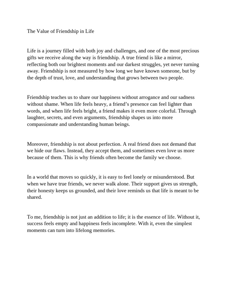 The Importance of Friendship in Life | PDF